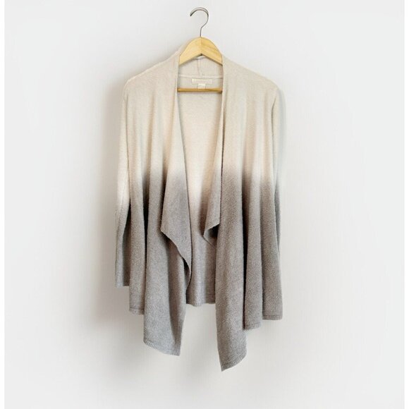 Barefoot Dreams Cardigan Medium Ivory Gray Ombre Dip Dyed Open Waterfall Fall - Picture 1 of 8
